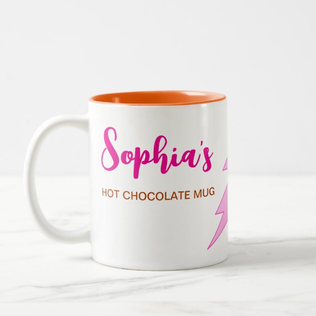 Moderne Name & Erstmalige Hot-Chocolate-Tasse für  Zweifarbige Tasse (Links)