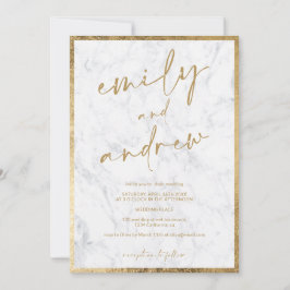 Moderne Namen Kalligrafie Gold Marmor schicke Hoch Einladung