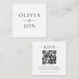 Moderne Namen QR Code Schwarz Weiß Hochzeit RSVP Begleitkarte