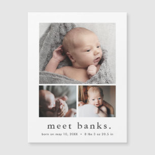 Moderne Namens-Foto-Collage Baby Dankeschön Magneteinladung