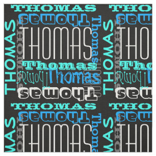 Moderne Namenscollagen-Kinder/Jungen blau Stoff