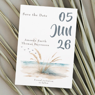 Moderne Naturstrandlandschaft Pampelgras Save The Date