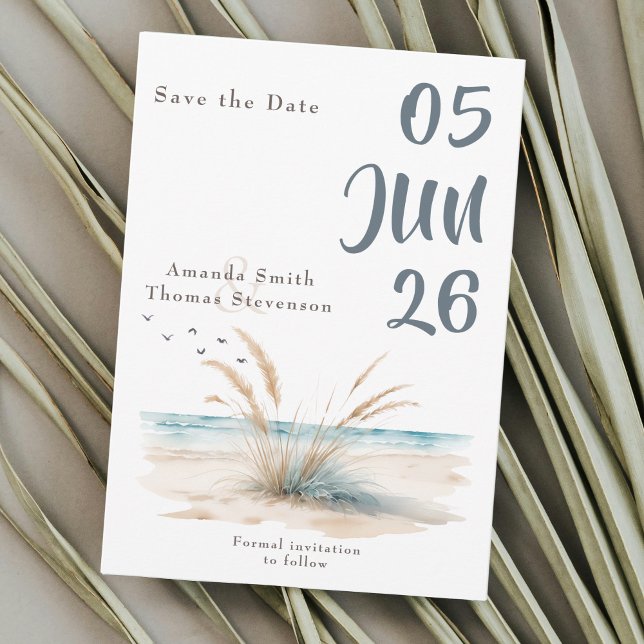 Moderne Naturstrandlandschaft Pampelgras Save The Date (Von Creator hochgeladen)