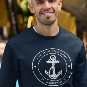 Moderne Nautic Anchor Boat Name Family Custom Sweatshirt