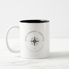 Moderne Nautic Compass-Logo-Tasse Zweifarbige Tasse