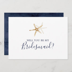 Moderne Nautic Starfish Bridesmaid Vorschlag Card Einladung