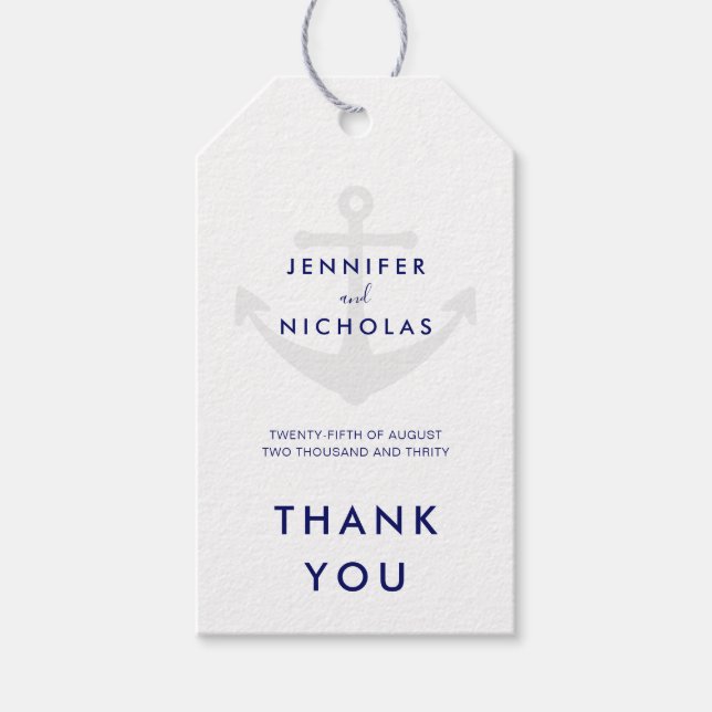 Moderne Nautic Wedding danke Ihnen Geschenktasten Geschenkanhänger (Vorderseite)