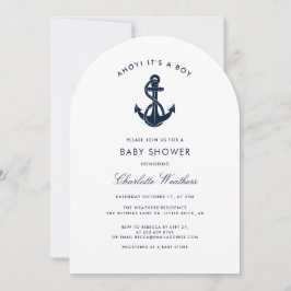 Moderne Nautical Anchor Boy Baby Dusche Einladung