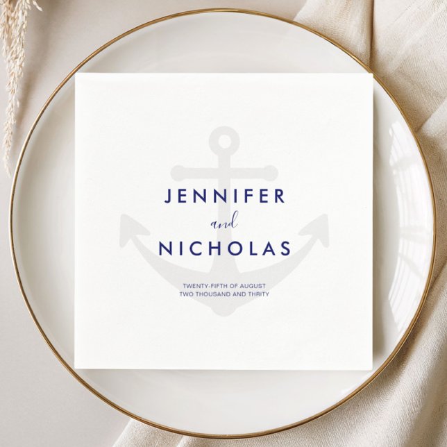 Moderne Nautical Anchor-Hochzeit Serviette (Modern Nautical Anchor Wedding Napkins)