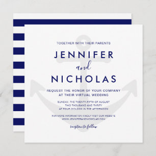 Moderne Nautical Anchor Virtual Wedding Einladung
