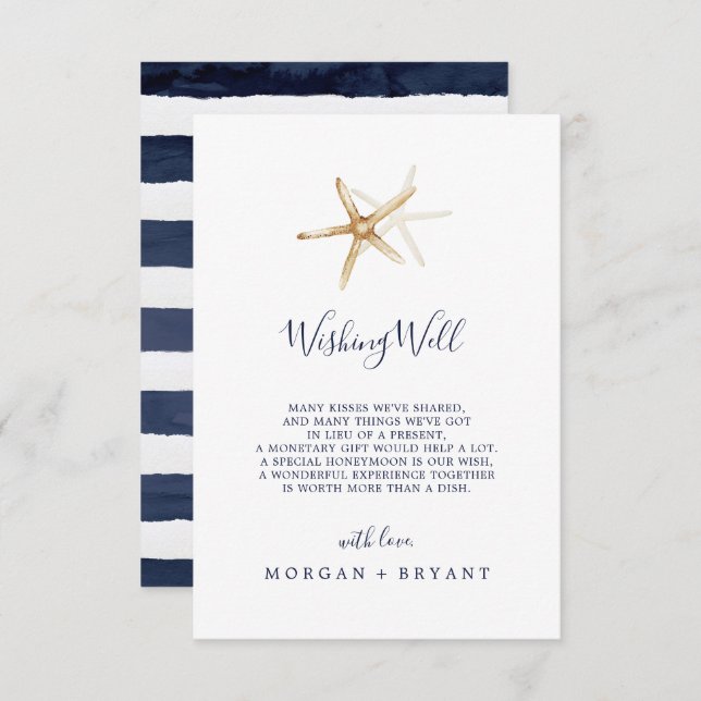 Moderne Nautical Starfish Wedding Wunschwell Card Begleitkarte (Vorne/Hinten)