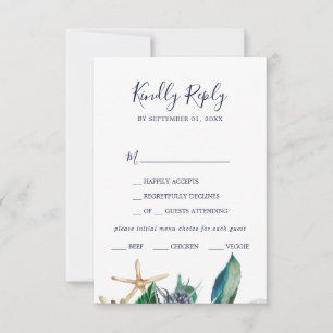 Moderne Nautik   Green Menu Choice RSVP Card