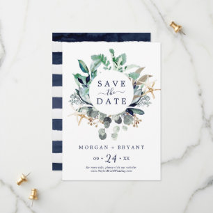 Moderne Nautik   Green Save the Date Card