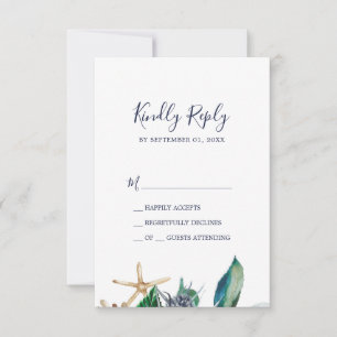 Moderne Nautik   Green Simple RSVP Card Karte