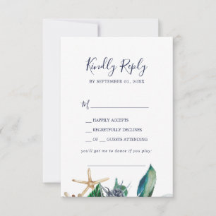 Moderne Nautik Greenery Song Request RSVP Card