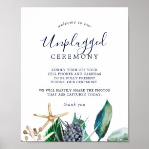 Moderne Nautik Grün - Unplugged Ceremony Sign Poster