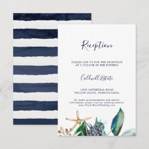 Moderne Nautik   Grüne Hochzeitsempfang Begleitkarte