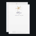 Moderne Nautik | Hochzeit von Starfish Hinweiskarte<br><div class="desc">Diese moderne Seesternkarte ist ideal für eine Kreuzfahrt oder eine Hochzeit am Strand und kann für jede Veranstaltung verwendet werden. Das einfache Design zeichnet sich durch goldene Seesterne aus. Diese Ratschläge können als Gästebuchalternative für Hochzeitsempfang, Brautparty, Babydusche oder Abschlussfeier verwendet werden. Personalisieren Sie die Karte mit den Namen der Braut...</div>