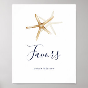 Moderne Nautik Starfish Gastgeschenke Hochzeit U Poster