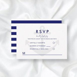 Moderne nautische Anker Hochzeit RSVP Karte