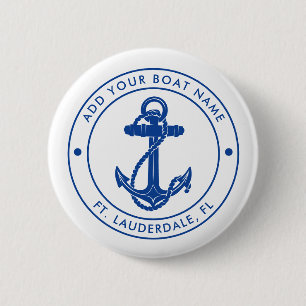Moderne nautische Anker- und Bootsnamen-Anpassung Button