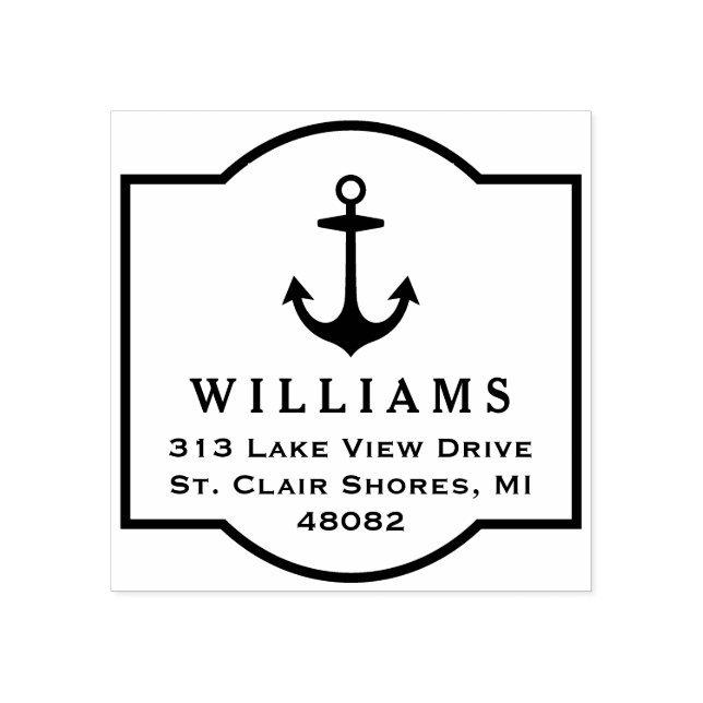 Moderne Nautische Ankerrahmen-Rücksendeadresse Gummistempel (Prägung)