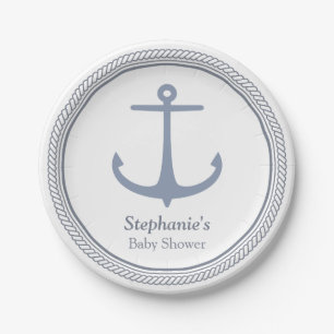 Moderne nautische Babyparty-Accessoires Pappteller