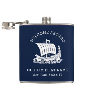 Moderne nautische benutzerdefinierte Bootname und Flachmann