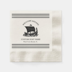 Moderne nautische benutzerdefinierte Bootname und  Serviette