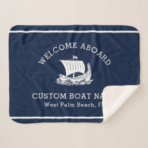Moderne nautische benutzerdefinierte Bootname und Sherpadecke