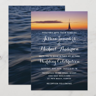 Moderne nautische Hochzeitseinladung 'Sunset Sail' Einladung