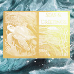 Moderne Nautische Meere und Grüße, Meeresschildkrö Folienkarte<br><div class="desc">Wenn Sie nach einer einzigartig eleganten Ozean-Themenkarte suchen. Nichts ist stilvoller als diese moderne Nautical Seas & Greetings,  Sea Turtle Foil Holiday Card</div>