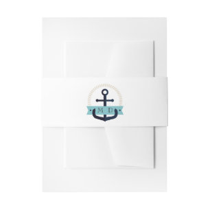 Moderne Navy Anchor Nautical Monogram Wedding Invi Einladungsbanderole