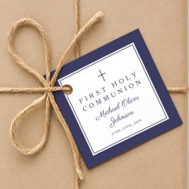 Moderne Navy Blau Dankeschön Junge Erste Kommunion Geschenkanhänger