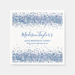 Moderne Navy-Blau Glitter Funkeln Konfetti Geburts Serviette