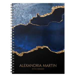 Moderne Navy Blau Gold Marmor Glitter Büro Notizblock