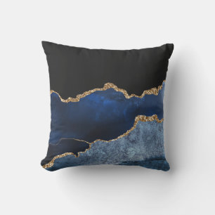 Moderne Navy-Blau-Gold-Marmor-Glitter Kissen