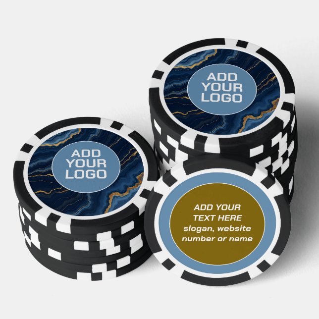 Moderne Navy Blau Gold Marmor Kollektion Pokerchips (Stapel)