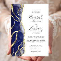Moderne Navy-Blau-Gold-Tinte Hochzeits-Einladung