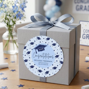 Moderne Navy Blau Herzlichen Glückwunsch zum Absch Runder Aufkleber