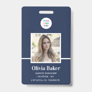 Moderne Navy-Blau-Logo-Sicherheitsmitarbeiter-Foto Ausweis