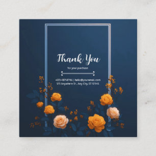 Moderne Navy Blau Orange Rose Silber Rahmen Elegan Quadratische Visitenkarte