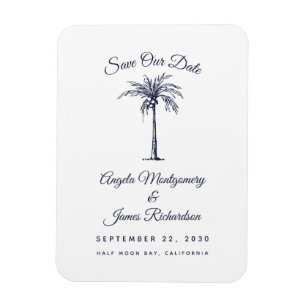 Moderne Navy-Blau Palm Beach Hochzeit - Termin vor Magnet