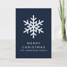 Moderne Navy-Blau-Schneeflocken-Weihnachtsfoto