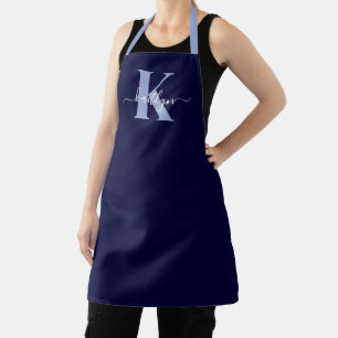 Moderne Navy-Blau-Schrift-Monogramm Schürze