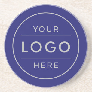Moderne Navy Blau Silber Custom Geschäftslogo Getränkeuntersetzer