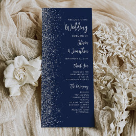 Moderne Navy Blau Silber Glitter Schrift Hochzeit