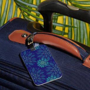 Moderne Navy-Blau und Grün Florale Blätter Muster Gepäckanhänger