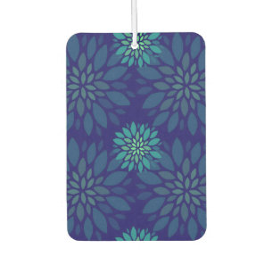 Moderne Navy Blau und Grüne Florale Blätter Muster Autolufterfrischer