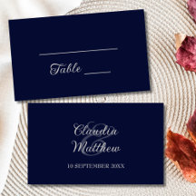 Moderne Navy-Blau und Silber Schrift Hochzeit 